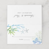 Waterverf Seaweed Beach Thed Wedding Place Card Plaatskaartje (Buitenkant ongevouwen)