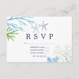 Waterverf Seaweed Beach Thed Wedding RSVP