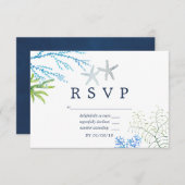 Waterverf Seaweed Beach Thed Wedding RSVP (Voorkant / Achterkant)