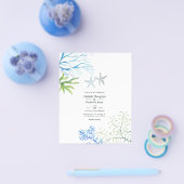 Waterverf Seaweed Beach Threadding Invitation Flyer (Enkel)