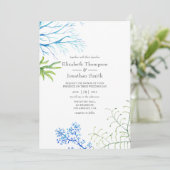 Waterverf Seaweed Beach Threadding Invitation Kaart (Staand voorkant)