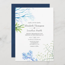 Waterverf Seaweed Beach Threadding Invitation