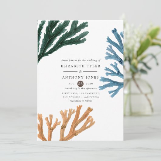 Waterverf Seaweed Beach Threadding Kaart (Staand voorkant)