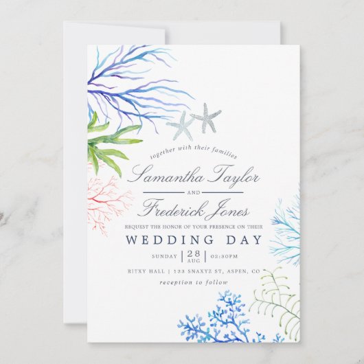 Waterverf Seaweed Beach Threadding Kaart (Voorkant)