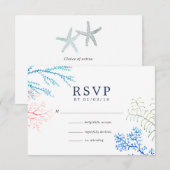 Waterverf Seaweed Beach Threadding RSVP Kaartje (Voorkant / Achterkant)