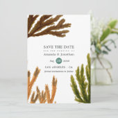 Waterverf Seaweed Beach Threadding Save The Date (Staand voorkant)