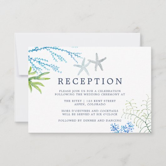 Waterverf Seaweed Beach Weddenschap Kaart (Voorkant)