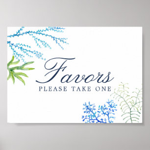 Waterverf Seaweed Beach Wedding Favor Sign Poster