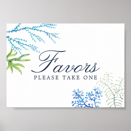 Waterverf Seaweed Beach Wedding Favor Sign Poster (Voorkant)