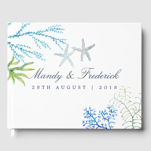 Waterverf Seaweed Beach Wedding Gastenboek (Voorkant)