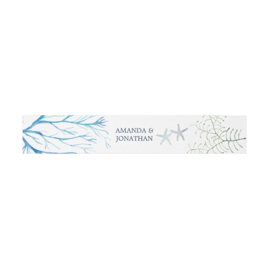 Waterverf Seaweed Beach Wedding Uitnodigingen Wikkel (Vlak)