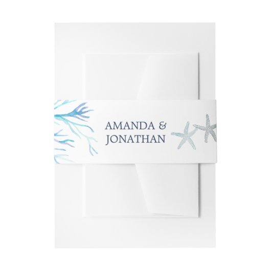 Waterverf Seaweed Beach Wedding Uitnodigingen Wikkel (Voorkant Voorbeeld)