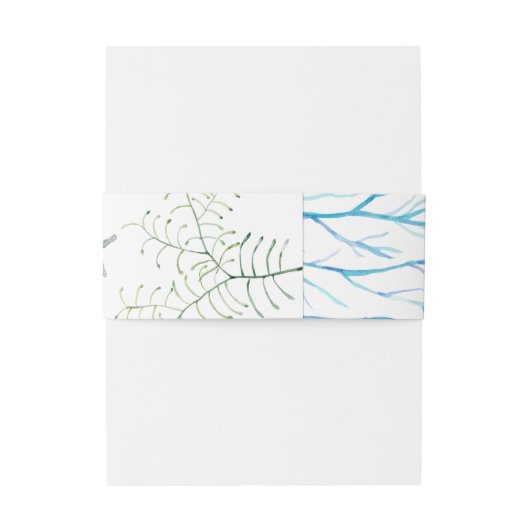 Waterverf Seaweed Beach Wedding Uitnodigingen Wikkel (Achterkant Voorbeeld)