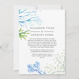 Waterverf Seaweed Wedding Reduced Guest List Aankondiging