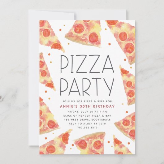 Waterverf Segment | Elke Occasion Pizza Partij Kaart (Voorkant)