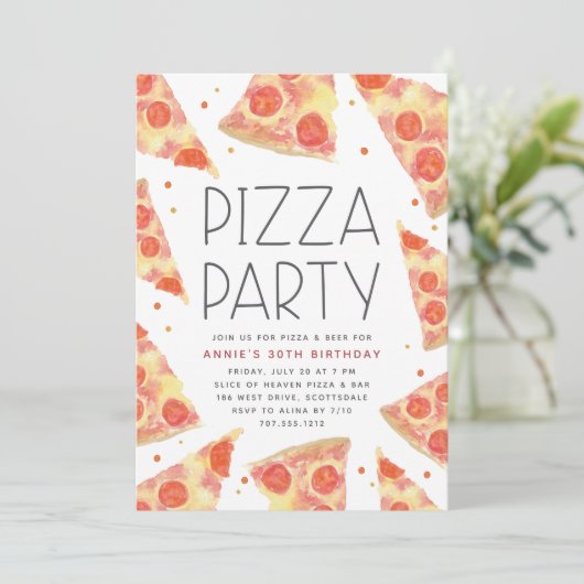 Waterverf Segment | Elke Occasion Pizza Partij Kaart (Staand voorkant)