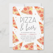 Waterverf Segment | Pizza & Beer Engagement Party Kaart (Voorkant)