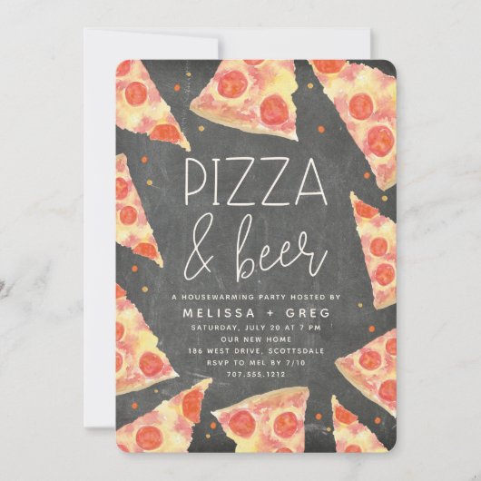 Waterverf Segment | Pizza & Beer Housewarming Part Kaart (Voorkant)