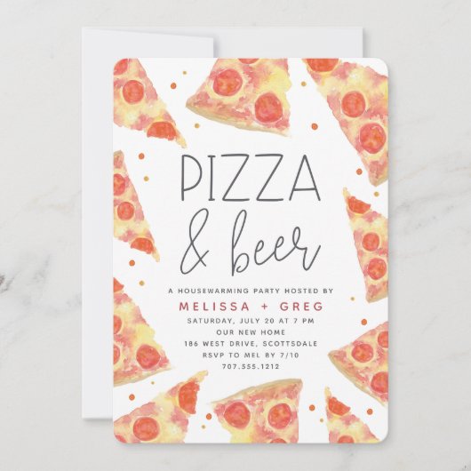 Waterverf Segment | Pizza & Beer Housewarming Part Kaart (Voorkant)