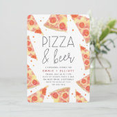 Waterverf Segment | Pizza & Beer Rehearsal Dinner Kaart (Staand voorkant)