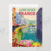 Waterverf Seine River France  Briefkaart (Voorkant / Achterkant)