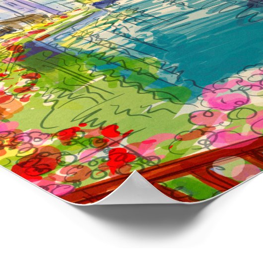 Waterverf Seine River France Travel Poster (Hoek)