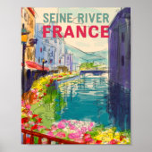 Waterverf Seine River France Travel Poster (Voorkant)