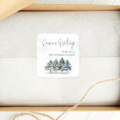 Waterverf Seizoen Groeten Pine Trees Custom Vierkante Sticker