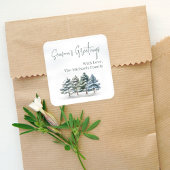 Waterverf Seizoen Groeten Pine Trees Custom Vierkante Sticker