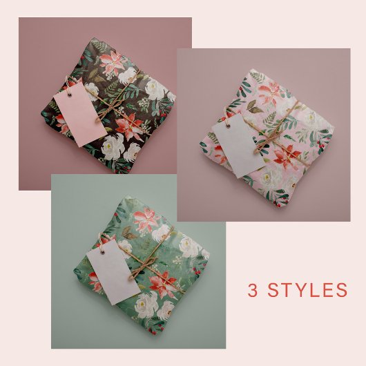 Waterverf seizoensgebonden bloemenkerst elegant inpakpapier vel