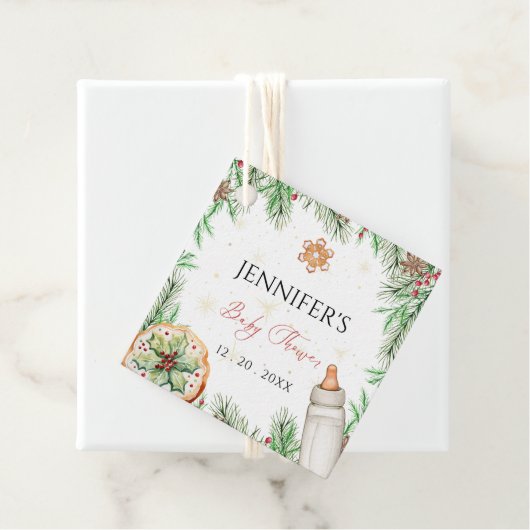 Waterverf Seizoensgebonden Kerst Baby shower Bedankjes Labels (In situ)