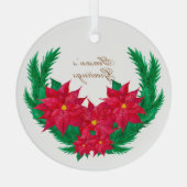 Waterverf Seizoensgroeten Poinsettias Glas Ornament (Achterkant)