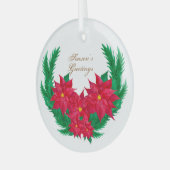 Waterverf Seizoensgroeten Poinsettias Glas Ornament (Voorkant links)