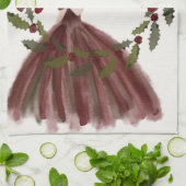 Waterverf Seizoensgroeten Theedoek (Gevouwen)