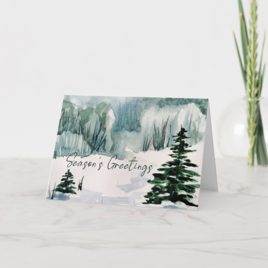 Waterverf Seizoensgroeten Winter Vouw  Feestdagen Kaart (Voorkant)
