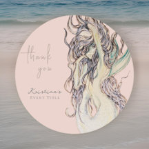 Waterverf Seksy Zeemeermin Roze Dank Je