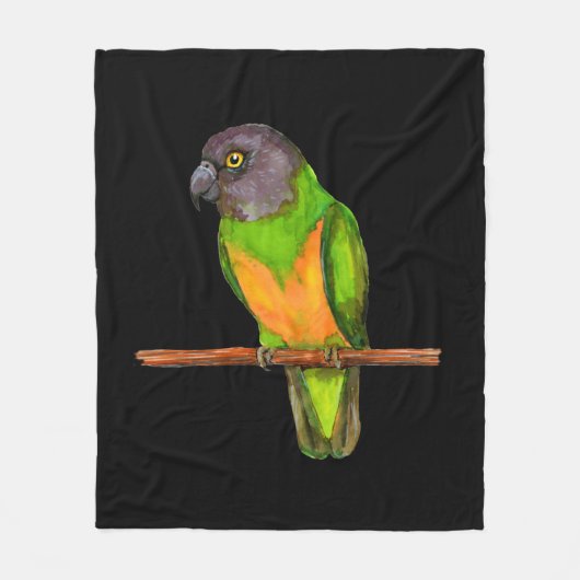 Waterverf Senegal parrot Fleece Deken (Voorkant)
