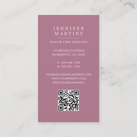 Waterverf Senior Care Services QR Code Visitekaartje (Achterkant)