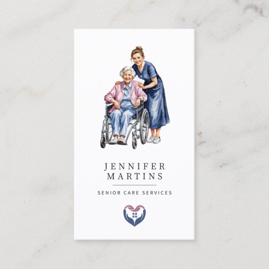 Waterverf Senior Care Services QR Code Visitekaartje (Voorkant)