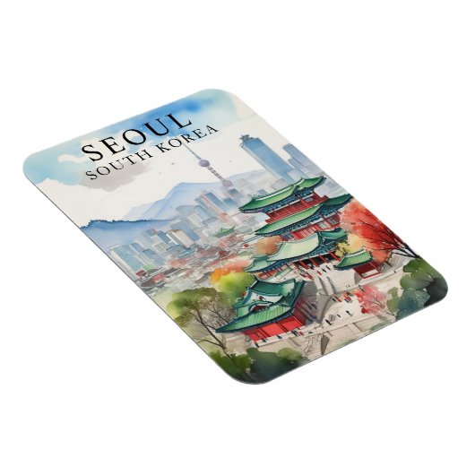 Waterverf Seoul Zuid-Korea Travel Art Magnet Magneet (Rechterzijde)
