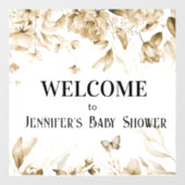 Waterverf Sepia Bloemen Baby shower Venster Cling Raamsticker (Vel)
