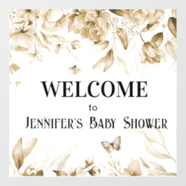 Waterverf Sepia Bloemen Baby shower Venster Cling Raamsticker