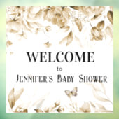 Waterverf Sepia Bloemen Baby shower Venster Cling Raamsticker (Vel 3)