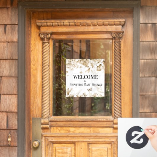 Waterverf Sepia Bloemen Baby shower Venster Cling Raamsticker (Huis Deur)