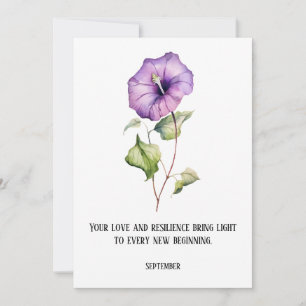 WATERVERF SEPTEMBER Ochtendglorie GEBOORTEBLOEM Bedankkaart