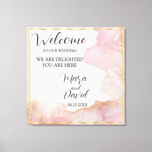 Waterverf Seraphina roze en goud Canvas Afdruk (Voorkant)