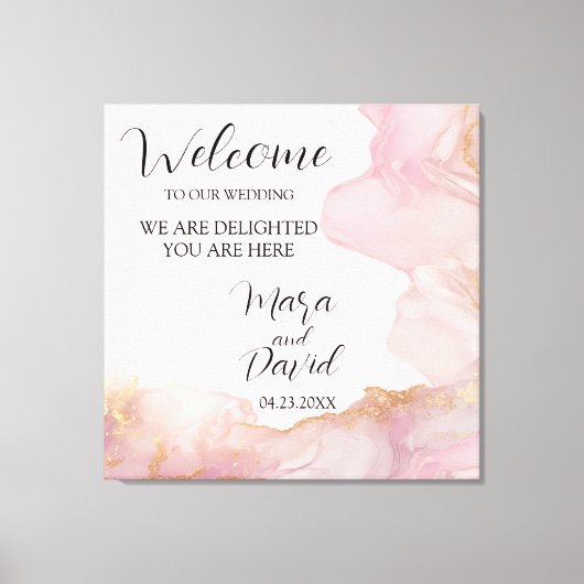 Waterverf Seraphina roze en goud Canvas Afdruk (Voorkant)