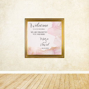 Waterverf Seraphina roze en goud Canvas Afdruk