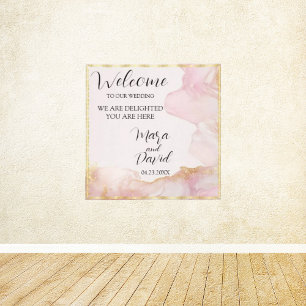 Waterverf Seraphina roze en goud Canvas Afdruk