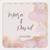 Waterverf Seraphina roze en goud Vierkante Sticker (Voorkant)